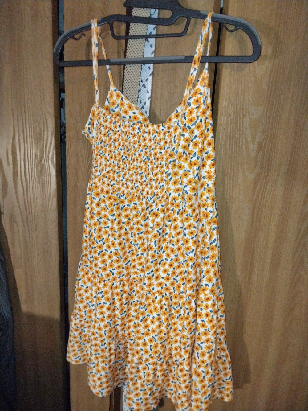 Derek Heart Yellow Floral Sundress with Smocked Bodice - Sm